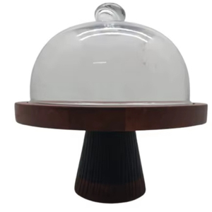 Exhibidor de Pastelería de Madera Hecho a Mano Ecológico, Campana de Cristal para Pasteles, Pedestal para Presentación de Postres Personalizable - Product Image 1