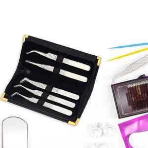 Kit de pince à épiler de Volume de cils en acier inoxydable professionnel ensemble de pinces à épiler d'extension de soins de beauté greffées à pointe droite - Product Image 6