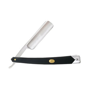 Rasoir droit professionnel en acier inoxydable à bord unique avec poignée noire rasage de sécurité jetable pour soins personnels utilisation barbier - Product Image 1