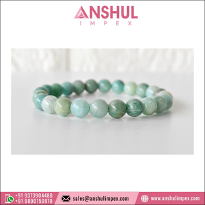 Exhibiting Highest Standard Best Quality Hot Selling Green Color Healing Amazonite Round <b>Gemstone</b> Beaded <b>Bracelet</b> for Sale - Product Image 2