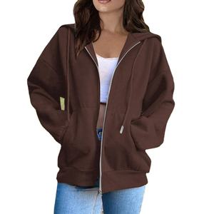 Custom <b>Women</b>`<b>s</b> Oversized Zip Up <b>Hoodie</b> & <b>Sweatshirts</b> 100% Cotton Plain Blank Plus Size Casual <b>Hoodie</b> Jackets - Product Image 5