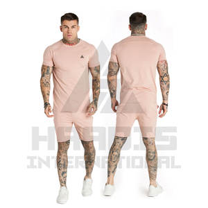 Ensemble T-shirts et shorts Slim Fit Nouveau design 100% coton Hommes Twin Set Bonne qualité Logo imprimé personnalisé - Product Image 1