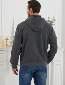 Jersey para hombre Sudadera con capucha de gran tamaño Algodón Fleece Invierno Cálido Canguro Bolsillo Hombro caído Diseño personalizado - Product Image 3