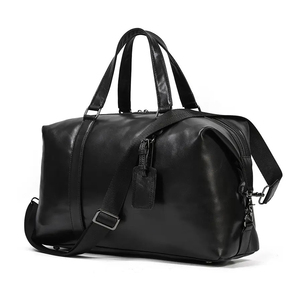 Trendy Black Mens Overnight Soft real Leather Travel <b>Bags</b> Casual Leather Gym <b>Bag</b> For Daily - Product Image 1