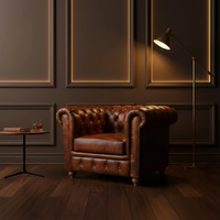Canapé Chesterfield convertible moderne et luxueux en cuir véritable et éponge haute densité pour salon trois places