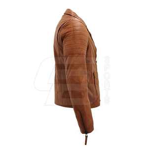 Chaquetas de cuero de invierno de alta calidad para hombre, cortavientos de motociclista ajustado con cuello levantado, abrigos de moda - Product Image 5