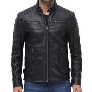 Chaqueta de Motociclista de Primera Calidad para Hombre 2025, Chaqueta de Cuero Vacuno con Capucha, Prenda Exterior de Motociclista de Venta Caliente, Lona Teñida Lisa con Cremallera, Talla XS, Invierno - Product Image 1