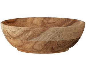 Cuenco decorativo de madera de mango hecho a mano con diseño acanalado acabado natural perfecto para servir o exhibir - Product Image 1