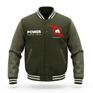 เสื้อแจ็คเก็ตเบสบอลแบบมีปกตั้ง ปักลายด้านหน้า สำหรับฤดูหนาว แบบ unisex สั่งทำได้ กันน้ำ กันลม ผลิตจากโพลีเอสเตอร์/คอตตอน  ขั้นต่ำในการสั่งซื้อน้อย - Product Image 1
