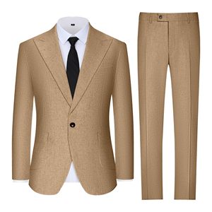 Costume d'affaires formel deux pièces sur mesure de luxe pour homme, coupe ajustée, OEM, pour mariage et bureau, fabriqué par Men's - Product Image 1