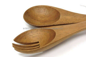 Ensemble de cuillères à salade en bois poli personnalisé de haute qualité couverts en bois élégants pour le service de fête fabriqués à la main par le fabricant - Product Image 2