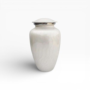 Dark Slate Blue Cremation Urn with Silver Ring Accents and Modern Matte Finish for Peaceful <b>Memorial</b> - Product Image 2