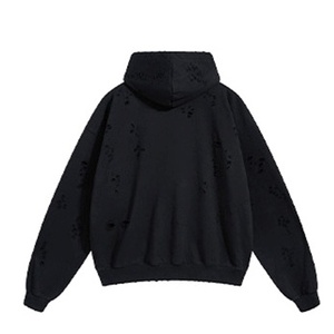 2024 automne et hiver nouveau 450g trou coupé Double extrémité fermeture éclair sweat à capuche ample décontracté à la mode à capuche - Product Image 2