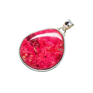 Handmade 925 Sterling Silver Pendant Natural Thulite Gemstone Unisex Ethnic Style Statement Jewelry <b>Healing</b> Stone - Product Image 1