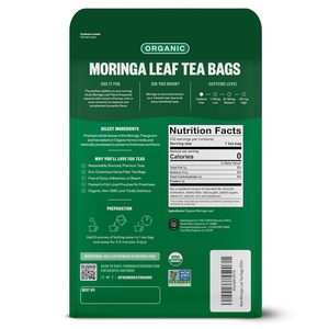 FGO Organic Moringa <b>Tea</b>, 100 Count, Eco-Conscious <b>Tea</b> Bags, Resealable Bag - Product Image 2