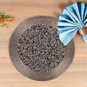 Lead-Free Antique Glass Beaded Decorative Placemat Heat Resistant <b>Mats</b> in <b>Blue</b> Ivory for Center <b>Table</b> or Side Inclusions - Product Image 1