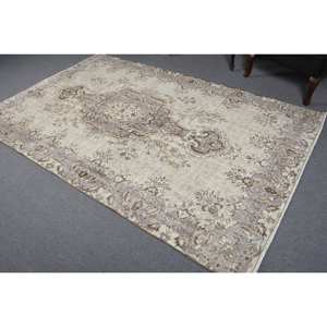 พรมขนแกะ9ft สีเบจสีน้ำตาล5.8 X แบบคลาสสิกพรมงานแฮนด์เมดแบบเย็บปะแบบตุรกีสำหรับห้องนั่งเล่นพรมหลังสำหรับวัยรุ่น - Product Image 4