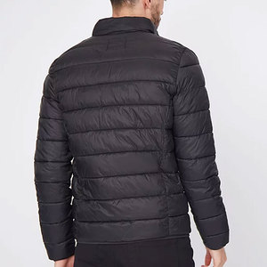 Veste matelassée réversible à capuche imperméable écologique personnalisée pour homme, brodée, noir mat, col montant, légère, pour l'hiver - Product Image 3