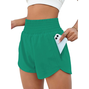 Short femme short athlétique taille haute short élastique imperméable de gymnastique et d'entraînement avec poche pour la course et le sport - Product Image 1