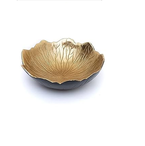 Bol décoratif en laiton Fournisseur de gros Bol de service en laiton plaqué or en forme de feuille antique - Product Image 3