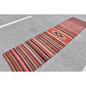 Tapis traditionnel en laine noire rouge écologique à poils moyens 2.5x10 pieds Vintage turc grande surface Patchwork Design support en Latex - Product Image 4