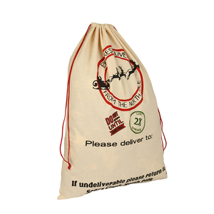 กระสอบกระสอบขนาดใหญ่สำหรับเทศกาลคริสมาสต์,ถุงกระสอบกระสอบกระสอบสำหรับเทศกาลคริสต์มาสถุงผ้าแคนวาสอินทรีย์มีเชือกรูดสีแดง - Product Image 2