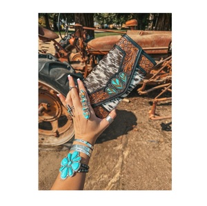 Cartera occidental de cuero de piel de calidad superior, cartera occidental Unisex con cierre de cremallera, Cartera de mujer a precio mayorista - Product Image 1