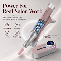 Perceuse à ongles sans fil professionnelle 35000 tr/min 85W, lime à ongles électrique rechargeable 7800mAh, machine de manucure en cuir OEM ODM
