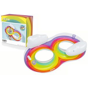 Bouée de plage gonflable double arc-en-ciel Bestway 186x116 cm, flotteurs gonflables pour activités aquatiques - Product Image 1