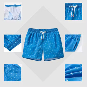 กางเกงขาสั้นชายหาดผ้าซาตินสีน้ำเงินสำหรับผู้ชายชุดสไตล์สตรีทผ้าฝ้าย100% ระบายอากาศได้เป็นมิตรกับสิ่งแวดล้อมลายทึบขนาดกลางราคาสมเหตุสมผล - Product Image 6