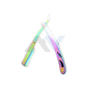 Maquinilla de afeitar recta de una sola hoja, cuchillo moldeador de pelo de peluquero, herramienta de aseo con borde de acero inoxidable con bolsa OPP, Etiqueta Privada - Product Image 1