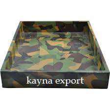 Plateau en bois d'acacia de luxe personnalisé plateau de service en bois pour collation, café et nourriture avec poignée en métal doré plateau de cadeau de mariage et de Noël - Product Image 6