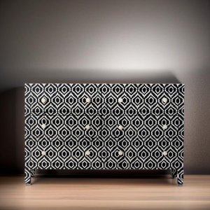 Mesa Consola Moderna de Incrustaciones de Hueso, Hecha a Mano, con Incrustaciones de Resina, para Dormitorio o Sala de Estar, Materiales Naturales - Product Image 4