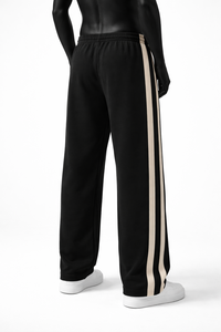 Pantalones de chándal de forro polar con rayas laterales personalizadas para hombre, cintura elástica con cordón, ajuste holgado, pantalones de descanso, venta al por mayor OEM - Product Image 2