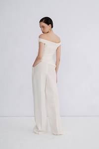 Top sin mangas para mujer VIVIEN THE SHOULDER TOP Camisa asimétrica con cremallera en el lado Ropa de mujer 61% Rayón 39% Algodón - Product Image 4