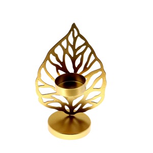 Decorative Metal Tealight Holder Gold Finish for Christmas Gifts Home Decor and Spiritual Ambience - Product Image 1