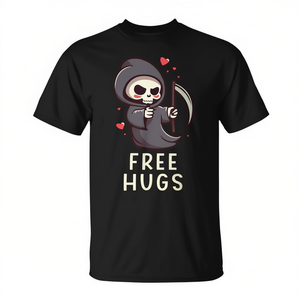 T-shirt Halloween Grim Reaper au design mignon avec des câlins gratuits pour les promotions - Product Image 2