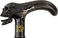 Canne à tête de flamme sculptée en métal avec manche en T et tige découpée pour voyage et artisanat
