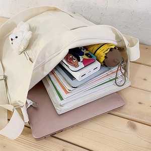 Custom Cotton <b>Canvas</b> <b>Tote</b> College Shoulder Bag For Men Women Daily Use Storage Bag With Belt Handle Latest Bag For College - Product Image 5