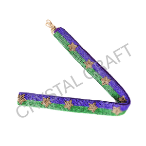 <b>Red</b> white Customized White Gold Seed Bead Bag Straps Fashion Accessories with Custom Shape and Design Beaded <b>Purse</b> Strap - Product Image 3