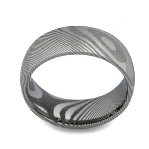 Vente en gros bijoux personnalisés pour hommes bagues damas à la mode 8mm bague en acier damas classique pour hommes femmes - Product Image 6