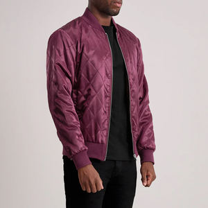 Danson Vintage Satin Varsity Jacket acolchado granate bordado cremallera Stand Collar bolsillos para invierno OEM servicio disponible - Product Image 2