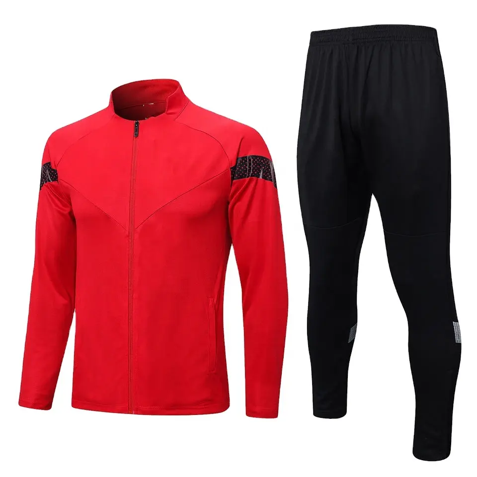 Nuova tuta da ginnastica giacca rossa personalizzata tuta da allenamento calcio