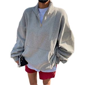 Sudaderas de algodón y poliéster de gran tamaño con bolsillo de canguro, sudadera térmica deportiva personalizada con hombros caídos de gran tamaño para mujer - Product Image 1