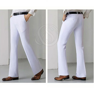 Private Label OEM Service <b>Men</b> Flare <b>Pants</b> Solid Color 100% Cotton Lightweight Casual Mid Waist Side Pockets Quick Dry Breathable - Product Image 4