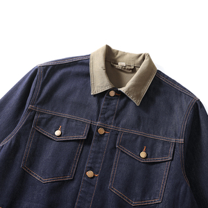 แจ็กเก็ตผ้ายีนส์ของผู้ชายเสื้อแจ็กเก็ตผ้ายีนส์ผ้าแคนวาสแบบมีกระดุมทรงหลวมสำหรับใส่ทำงานแนวสตรีทแวร์สไตล์วินเทจ - Product Image 4