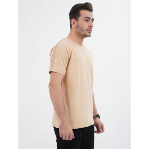 mens beige <b>cream</b> plain solid blank casual round neck raglan short sleeve <b>tshirt</b> regular fit classic tee top - Product Image 5