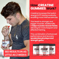 Gummies de créatine monohydrate personnalisées OEM sans sucre, supplément pré-entraînement, marque privée, vente en gros