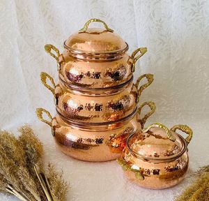 <b>Indian</b> Manufactured Wholesale Home Kitchen Cookware Dutch Oven Soup Milk Steak Frying <b>Pot</b> Copper Cooking <b>Pot</b> <b>Pan</b> Cookware Sets - Product Image 3