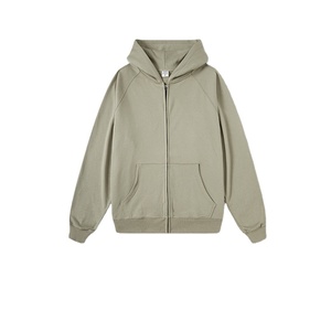 เสื้อแจ็กเก็ต445gsm สำหรับผู้ชายมีฮู้ดและเสื้อสเวตเตอร์แบบรูดซิปรูดแนวสตรีทผ้าคอตตอนขนาดพิเศษมีซิป - Product Image 6